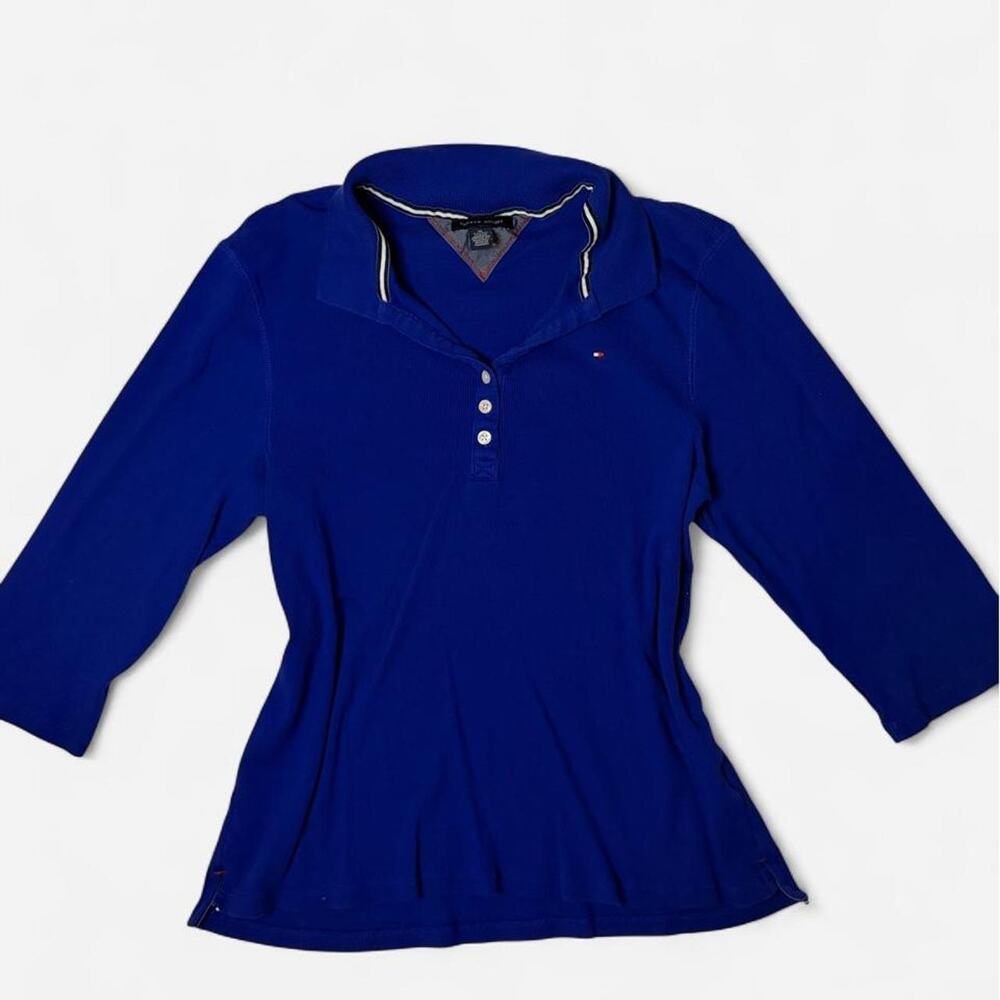 Tommy Hilfiger blue polo shirt with white trim, size XL